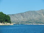 Blick nach Mytikas, Ortschaft auf dem Festland